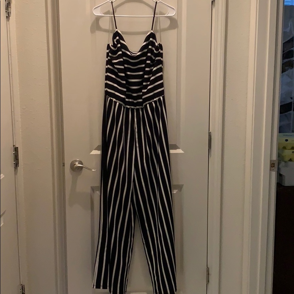 Black and white strip jumpsuit